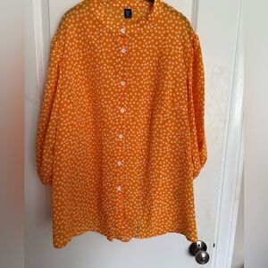 NWOT Vibrant Yellow Floral Button Down Blouse Size 2XL